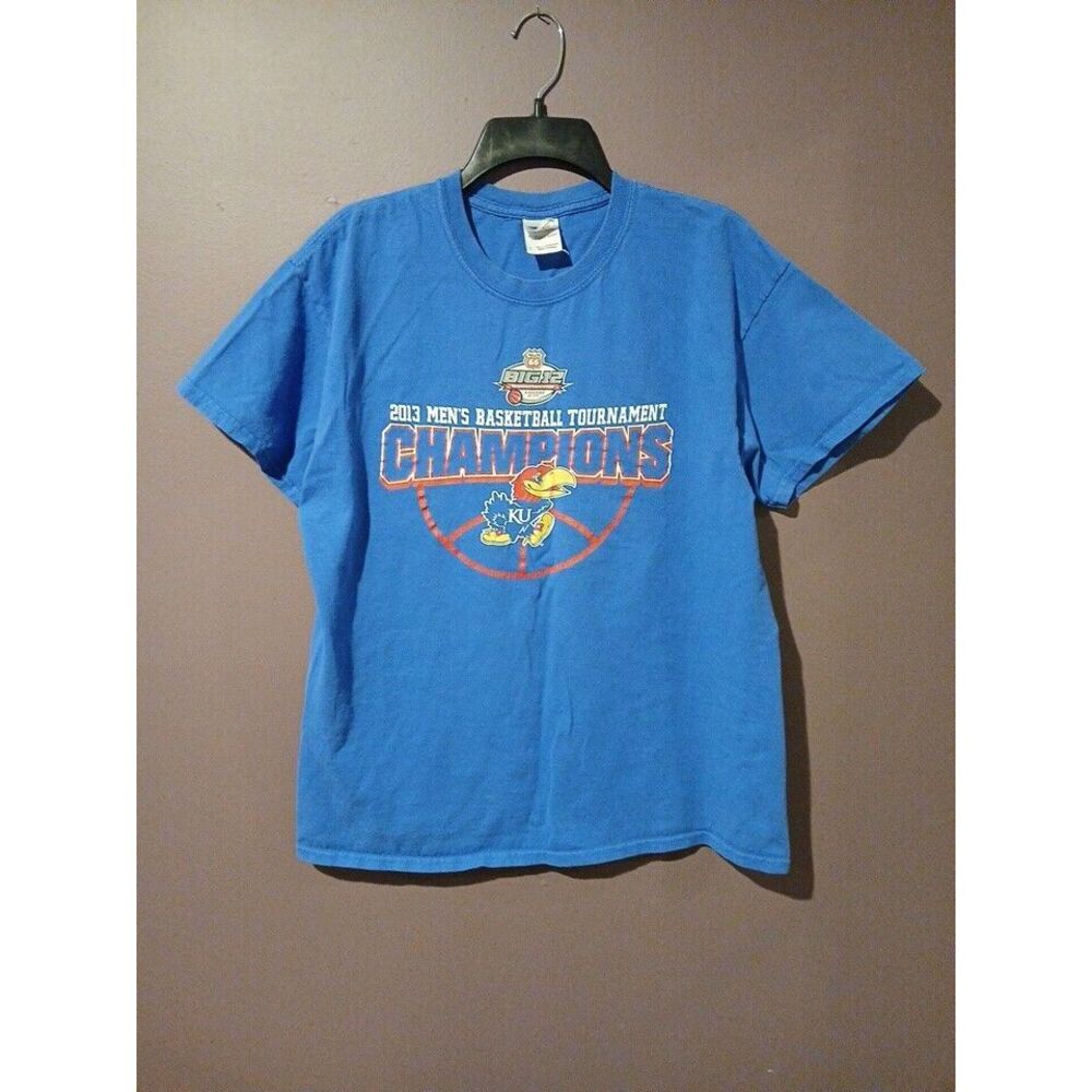 Kansas Jayhawks 2011 Big-12 Champions‎ T-shirt Size L Blue Short-Sleeve